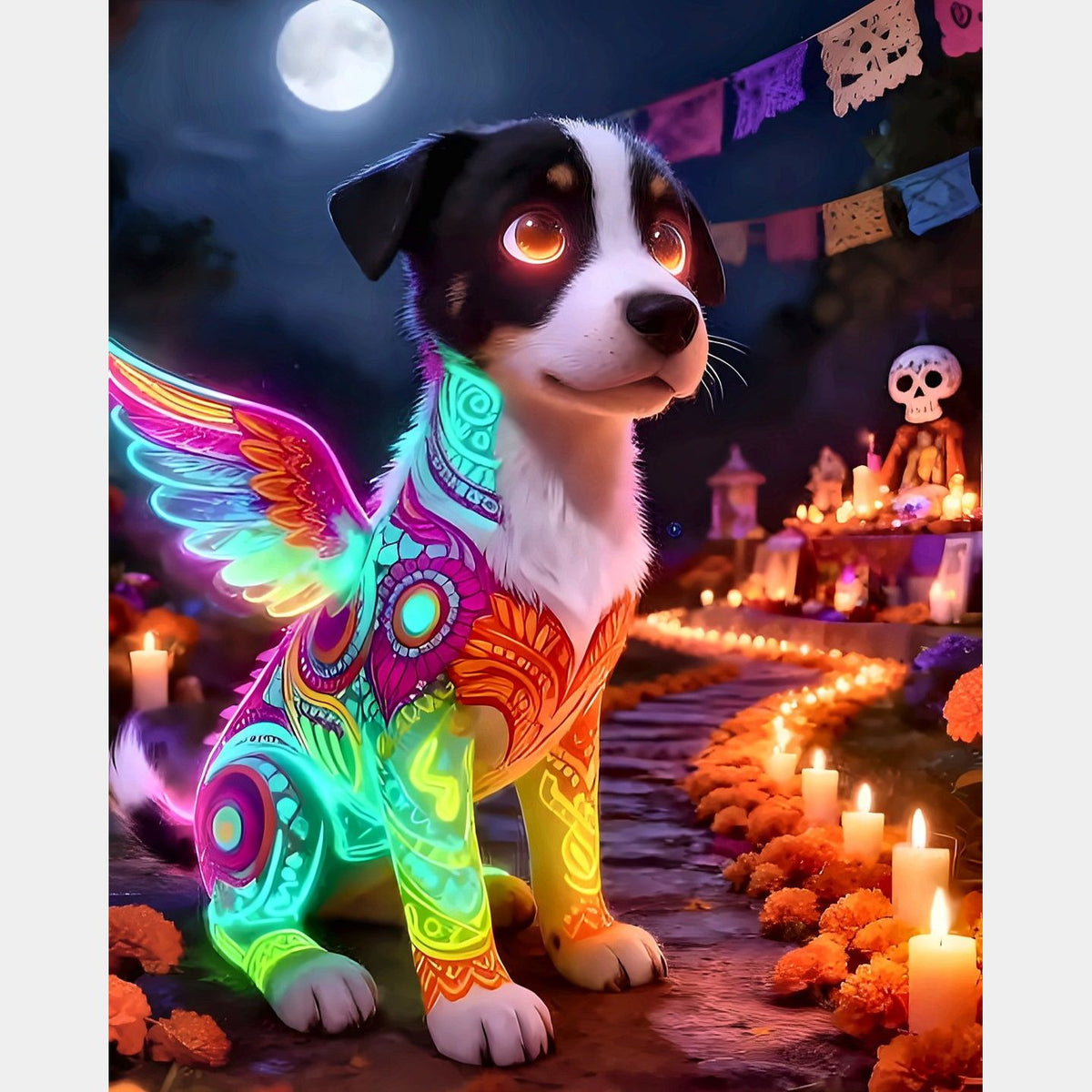 perro alebrije dia de muertos diamond painting 40x50