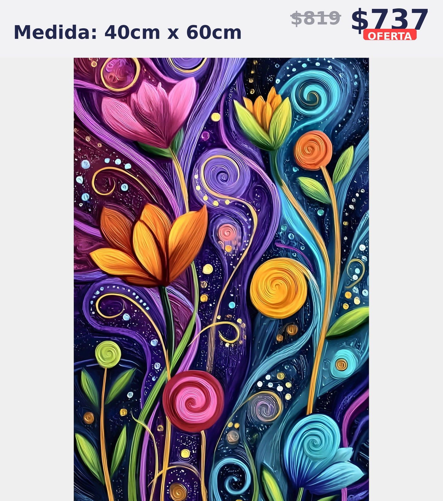 flores abstractas multicolor 40 x 60 | Aparta con $100 / Resta $555