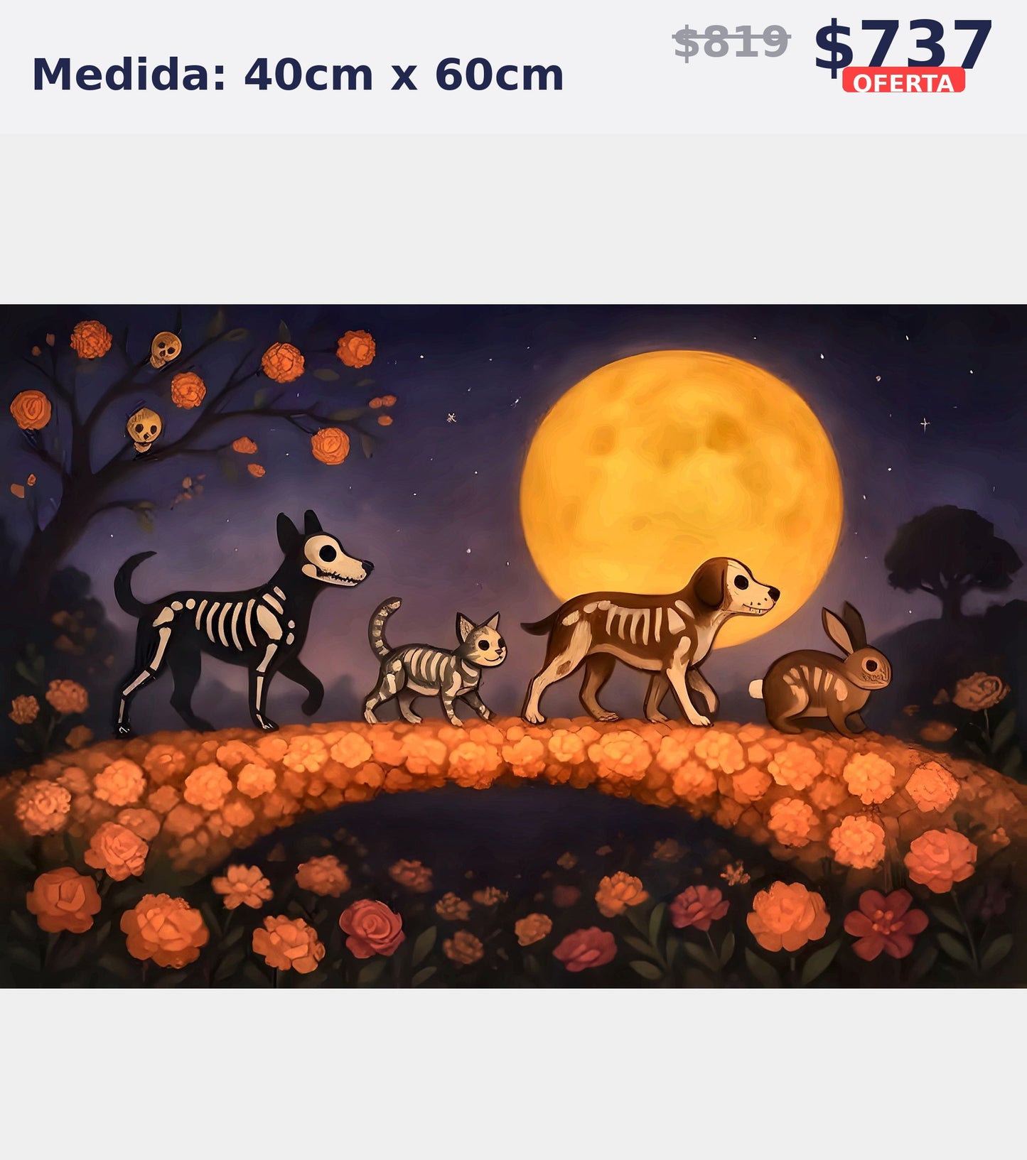 mascotas halloween luna 40 x 60 | Aparta con $100 / Resta $555