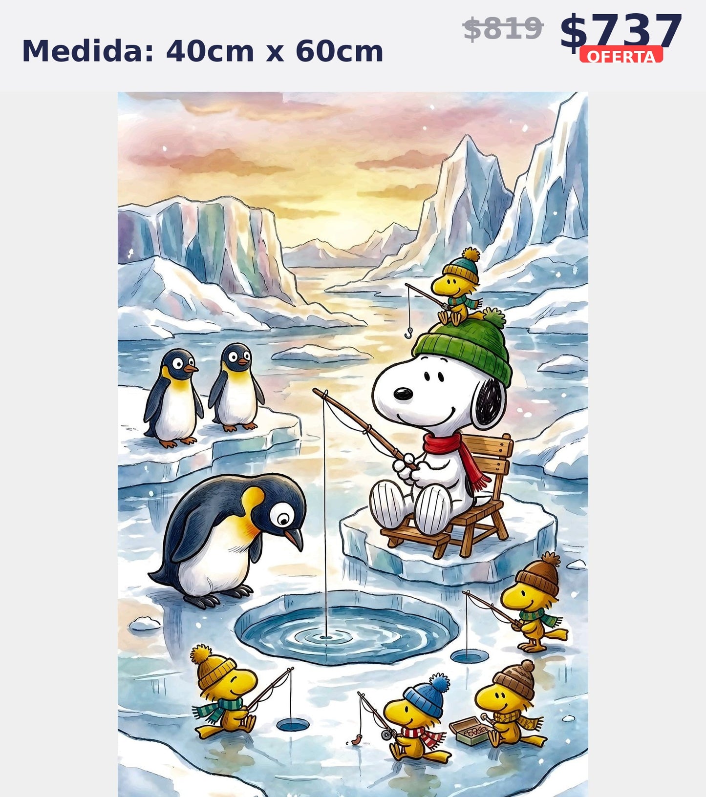 snoopy pesca hielo 40 x 60 | Aparta con $100 / Resta $555