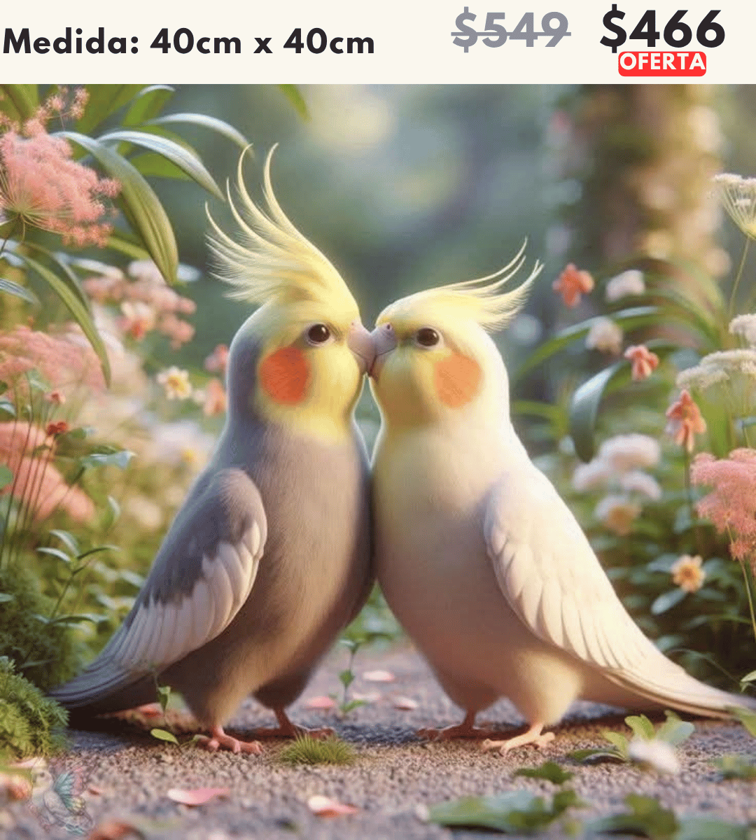 Pajaritos enamorados 40 x 40 | Aparta con $100 / Resta $367
