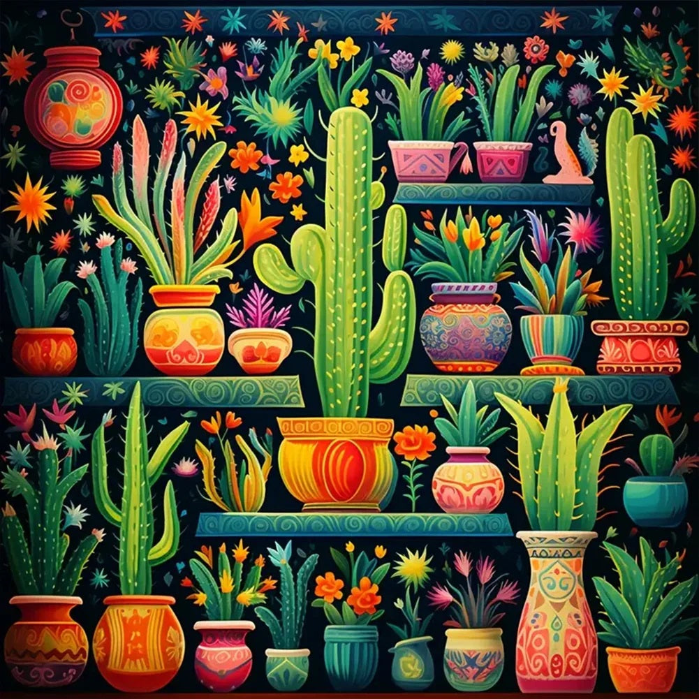 Cactus 40 x 40cm incluye DIAMANTES gelatina brillante en la oscuridad, AB Y POLVO DE HADA