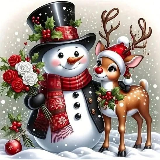 Muñeco y reno 40 x 40