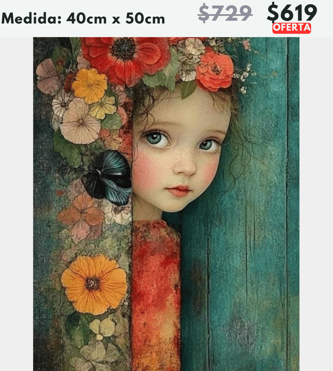 Niña con flores 40 x 50 | Aparta con $100 / Resta $520