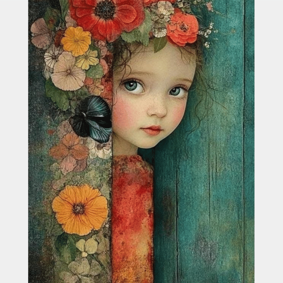 Niña con flores 40 x 50