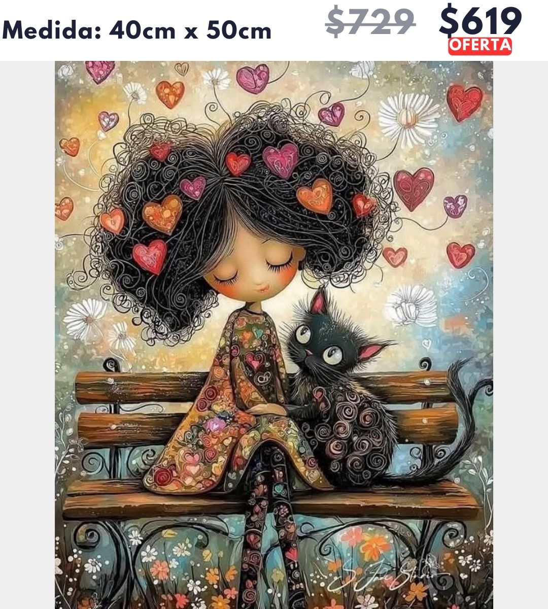 Niña y gatito 40 x 50 | Aparta con $100 / Resta $520