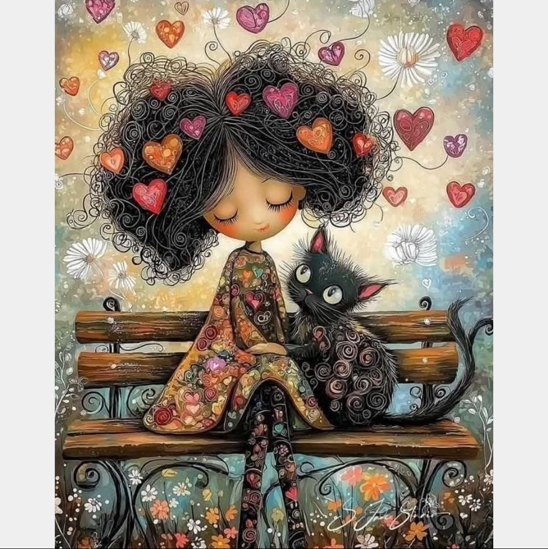 Niña y gatito | 40 x 50 cm
