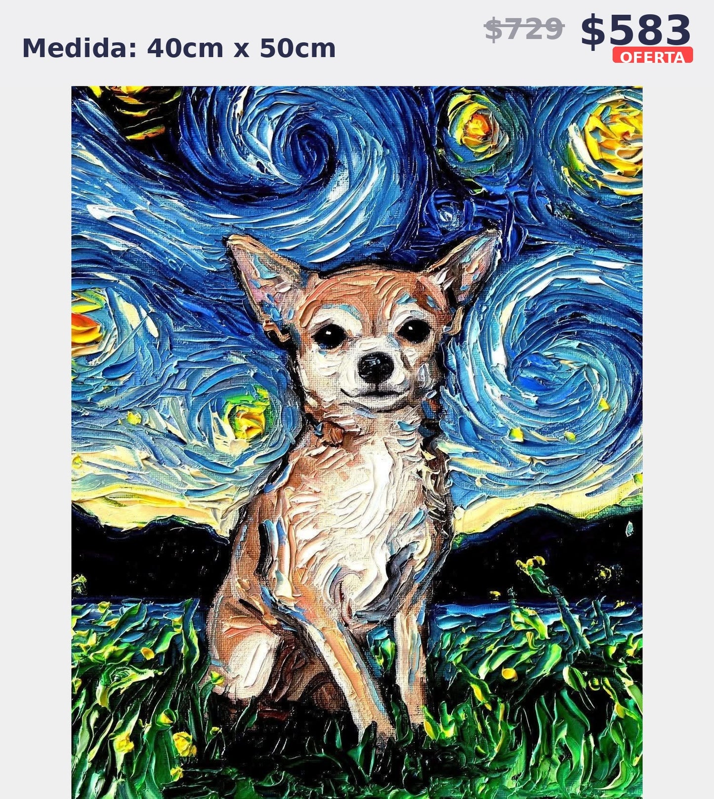 chihuahua noche estrellada 40 x 50 | Aparta con $100 / Resta $483