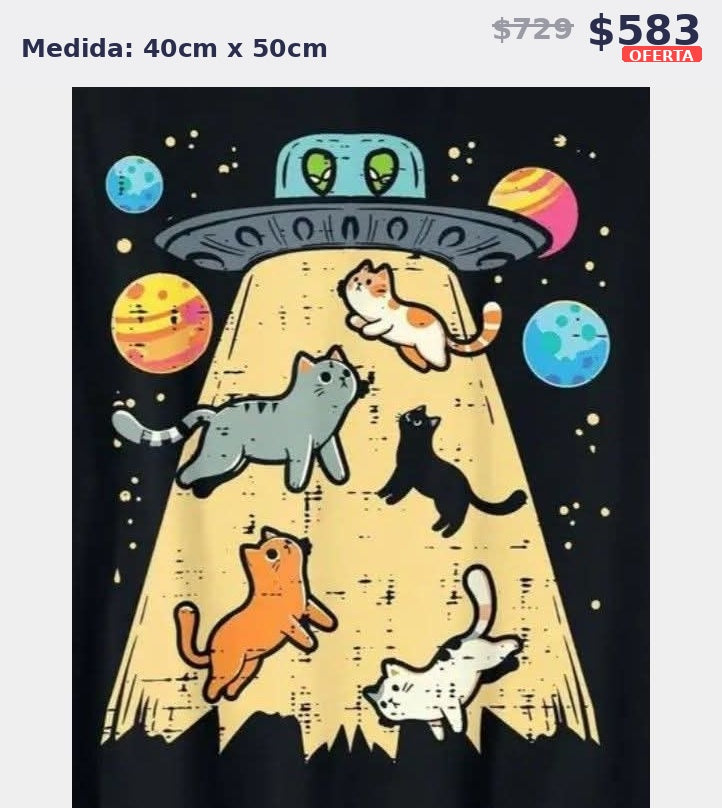 gatos ovni espacial 40 x 50 | Aparta con $100 / Resta $483