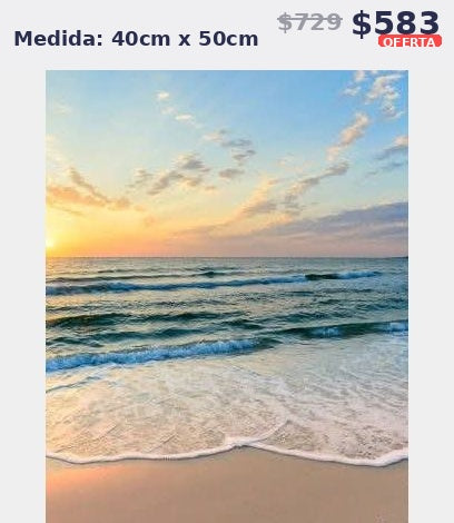 playa atardecer 40 x 50 | Aparta con $100 / Resta $483