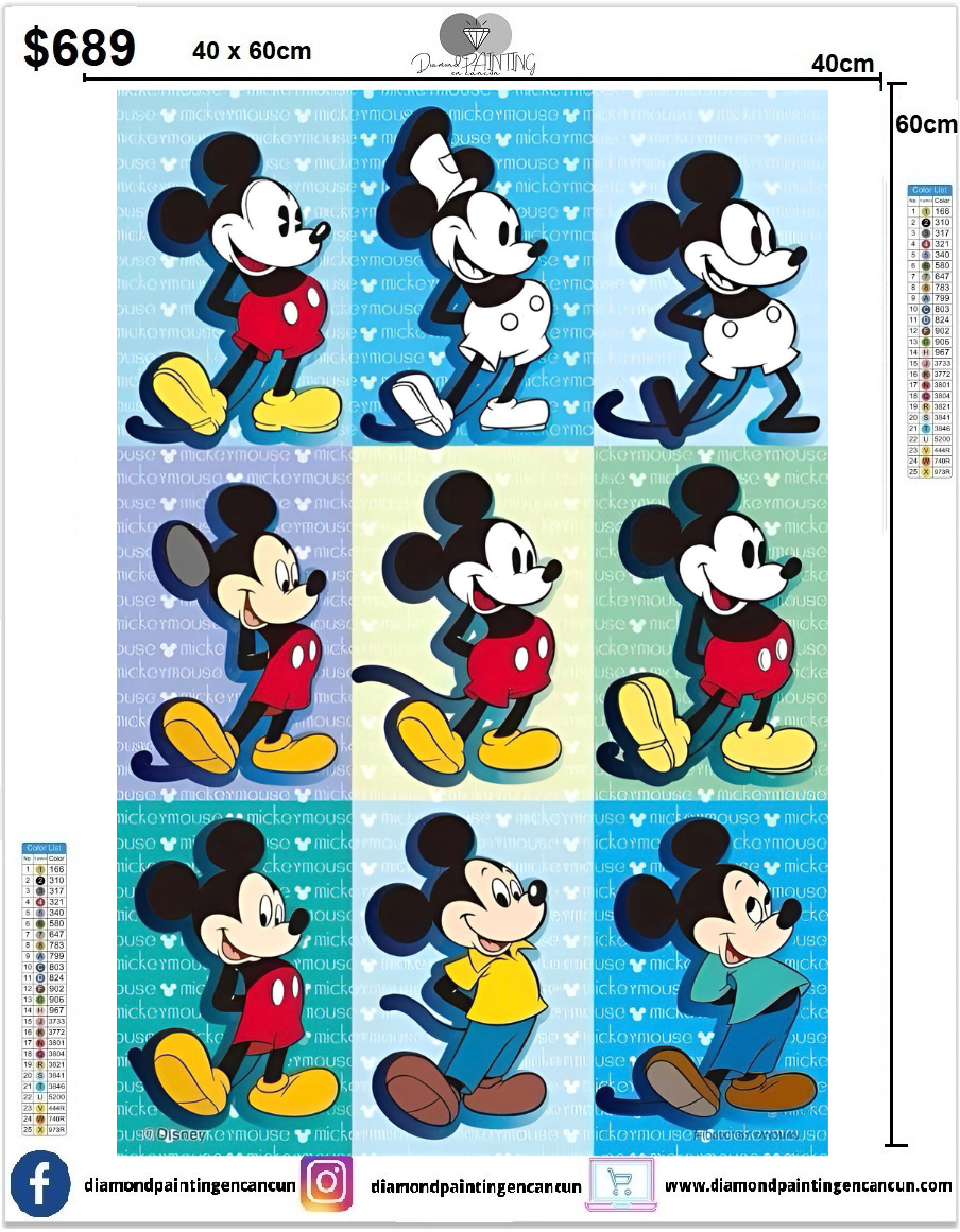 Mickey colores 40 x 60cm contiene Diamantes AB