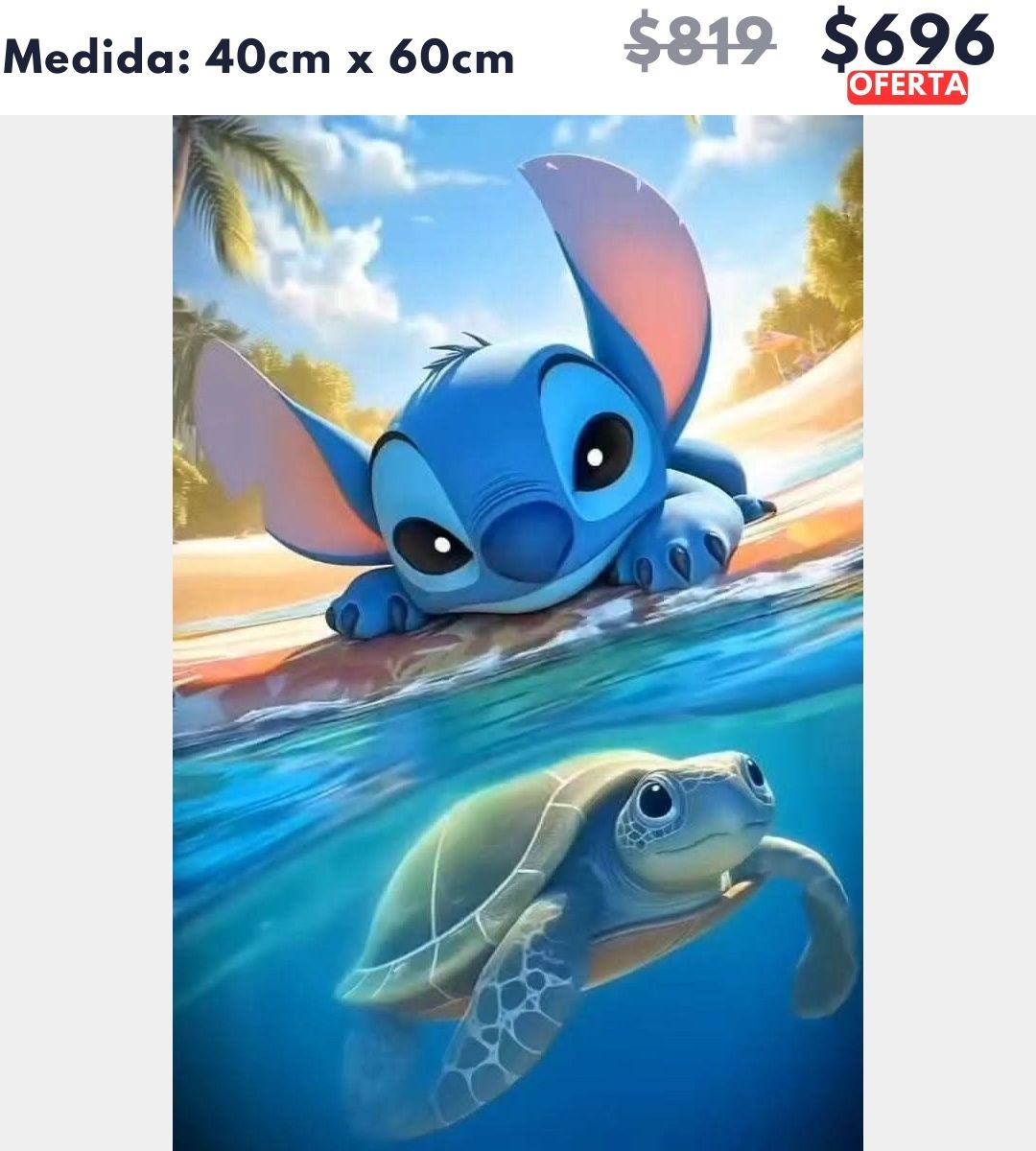 Stitch y tortuga 40 x 60 | Aparta con $100 / Resta $596