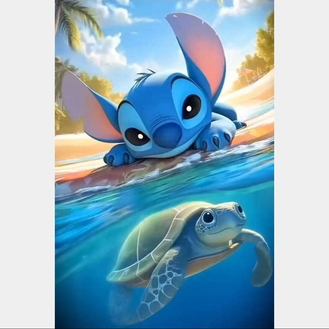 Stitch y tortuga | 40 x 60 cm
