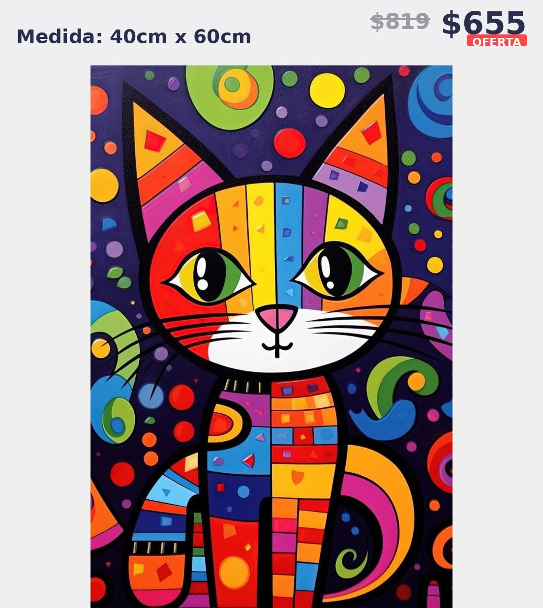 gato pop art 40 x 60 | Aparta con $100 / Resta $555