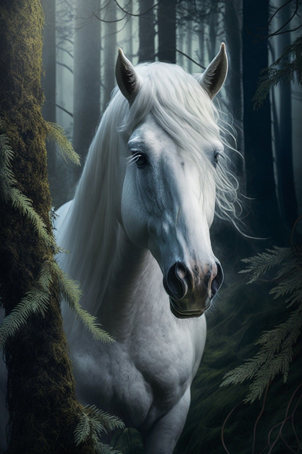 Caballo 40 x 60cm Contiene DIAMANTES DE RESINA: GELATINA BRILLANTE EN LA OSCURIDAD, AB Y POLVO DE HADA