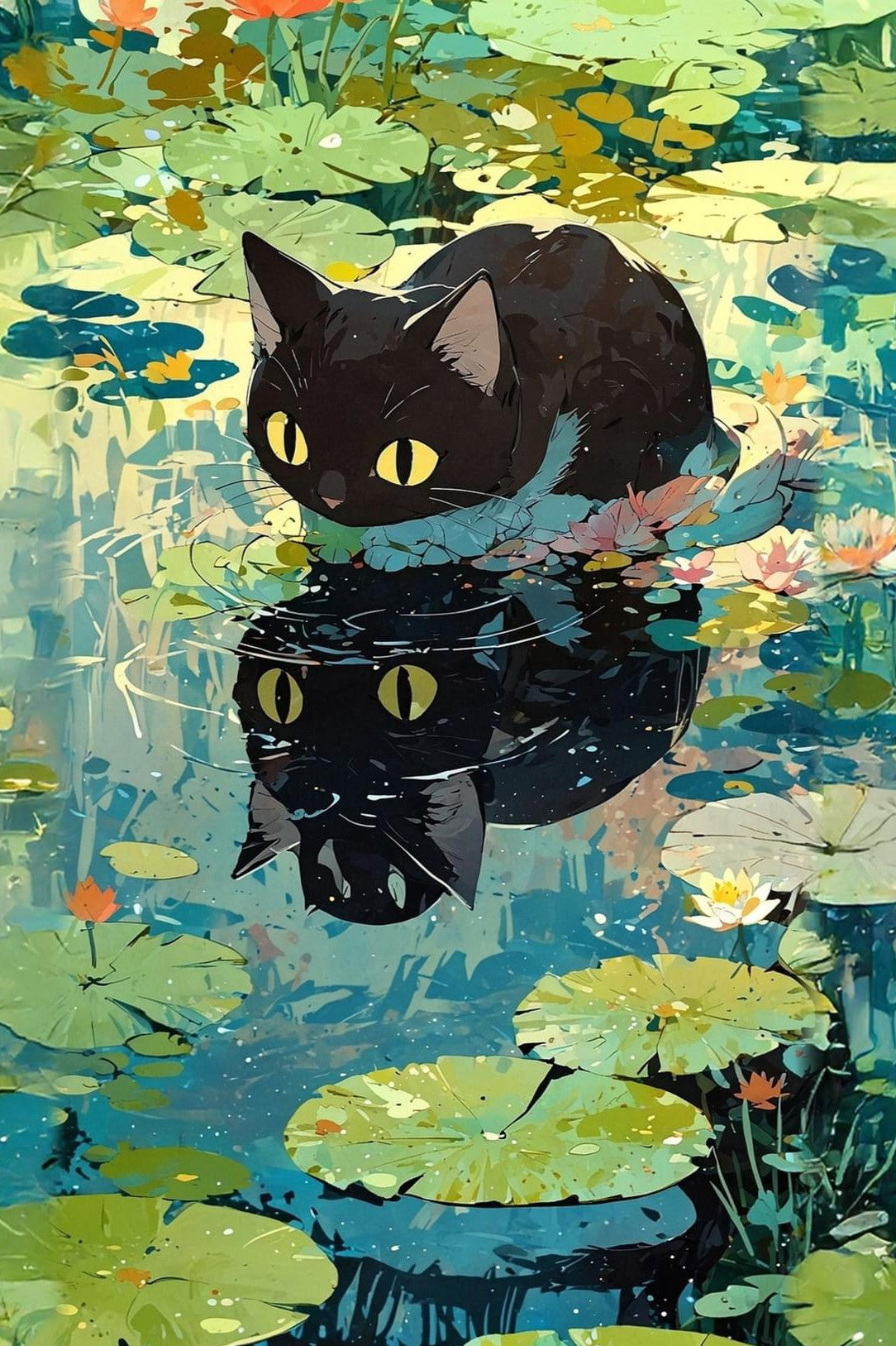 Gatito reflejo 40 x 60 contiene Diamante gelatina brillante en la oscuridad, ab y polvo de hada