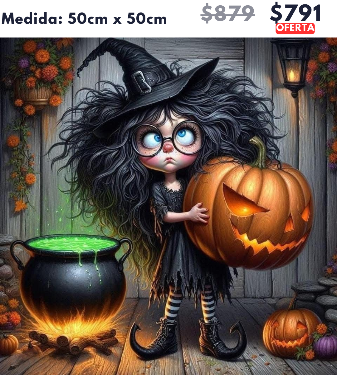 bruja con calabazas 50 x 50 | Aparta con $100 / Resta $691
