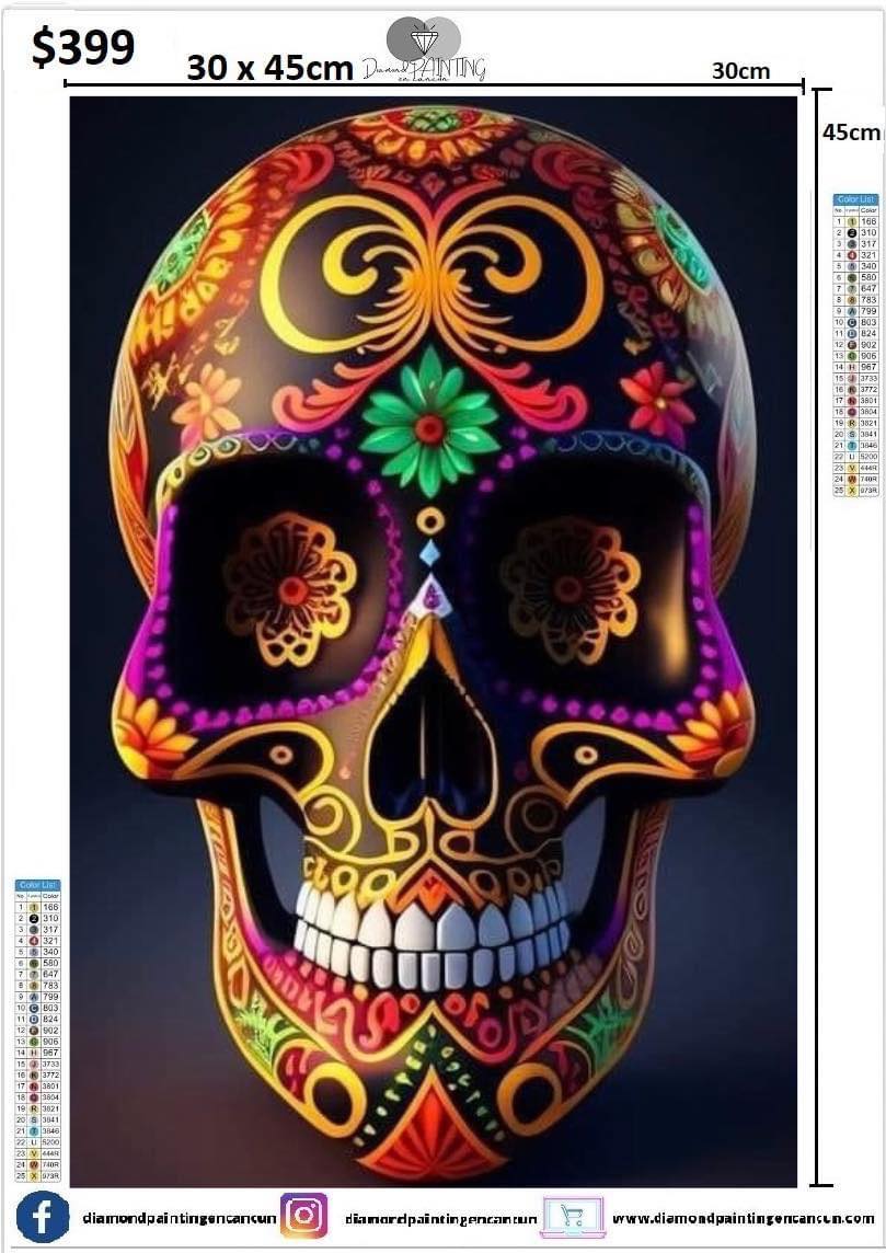 Calavera 30 x 45cm contiene Diamantes AB y Polvo de hada