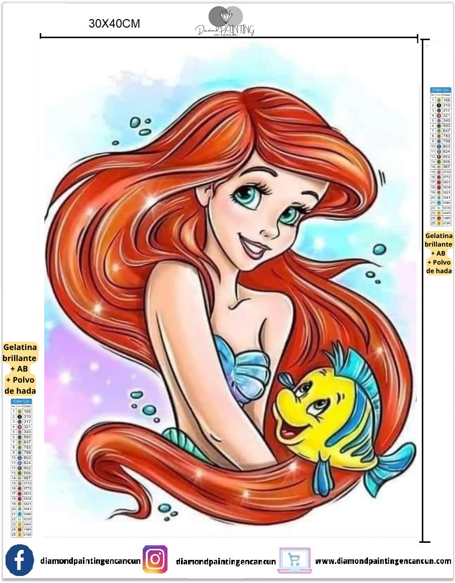 Ariel 30 x 40 contiene DIAMANTE GELATINA BRILLANTE EN LA OSCURIDAD, AB Y POLVO DE HADA