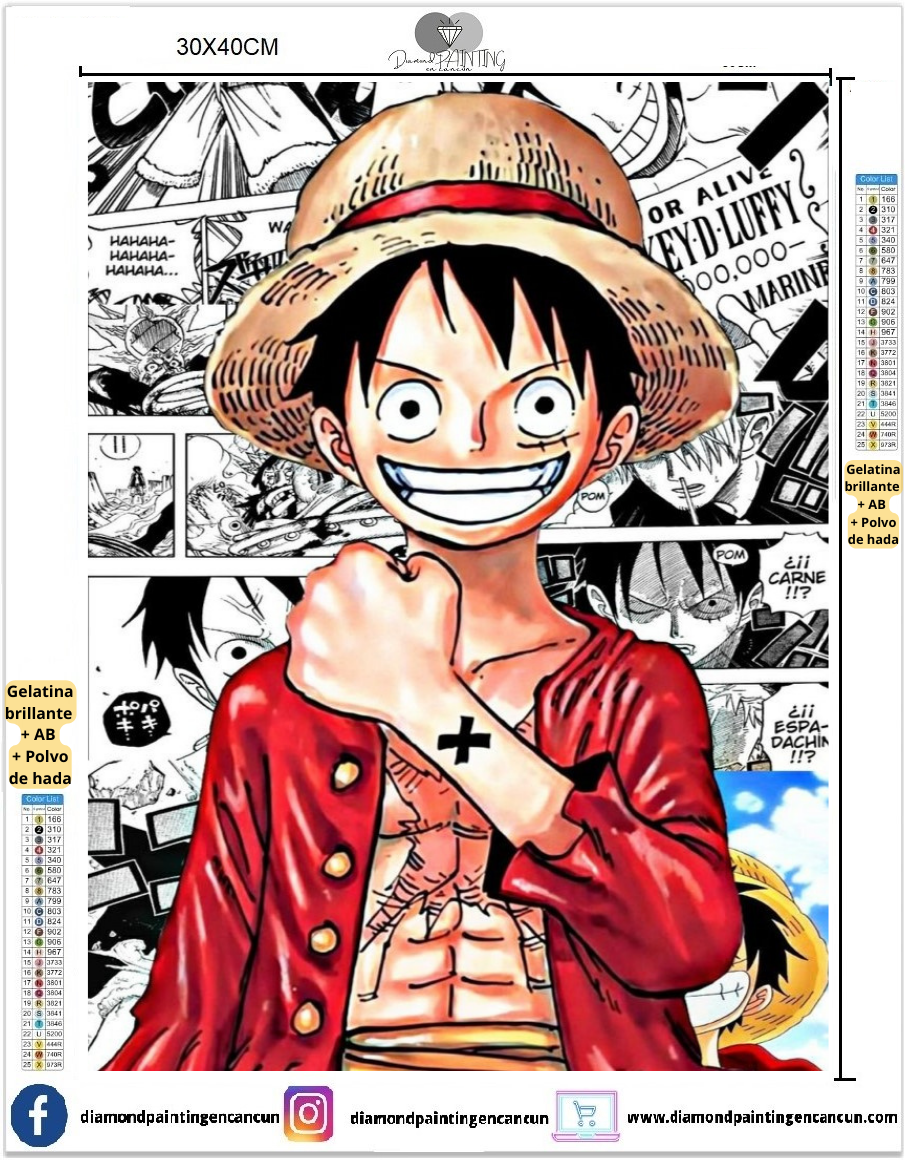 Monkey One Piace 30 x 40cm contiene DIAMANTES GELATINA, AB Y POLVO DE HADA