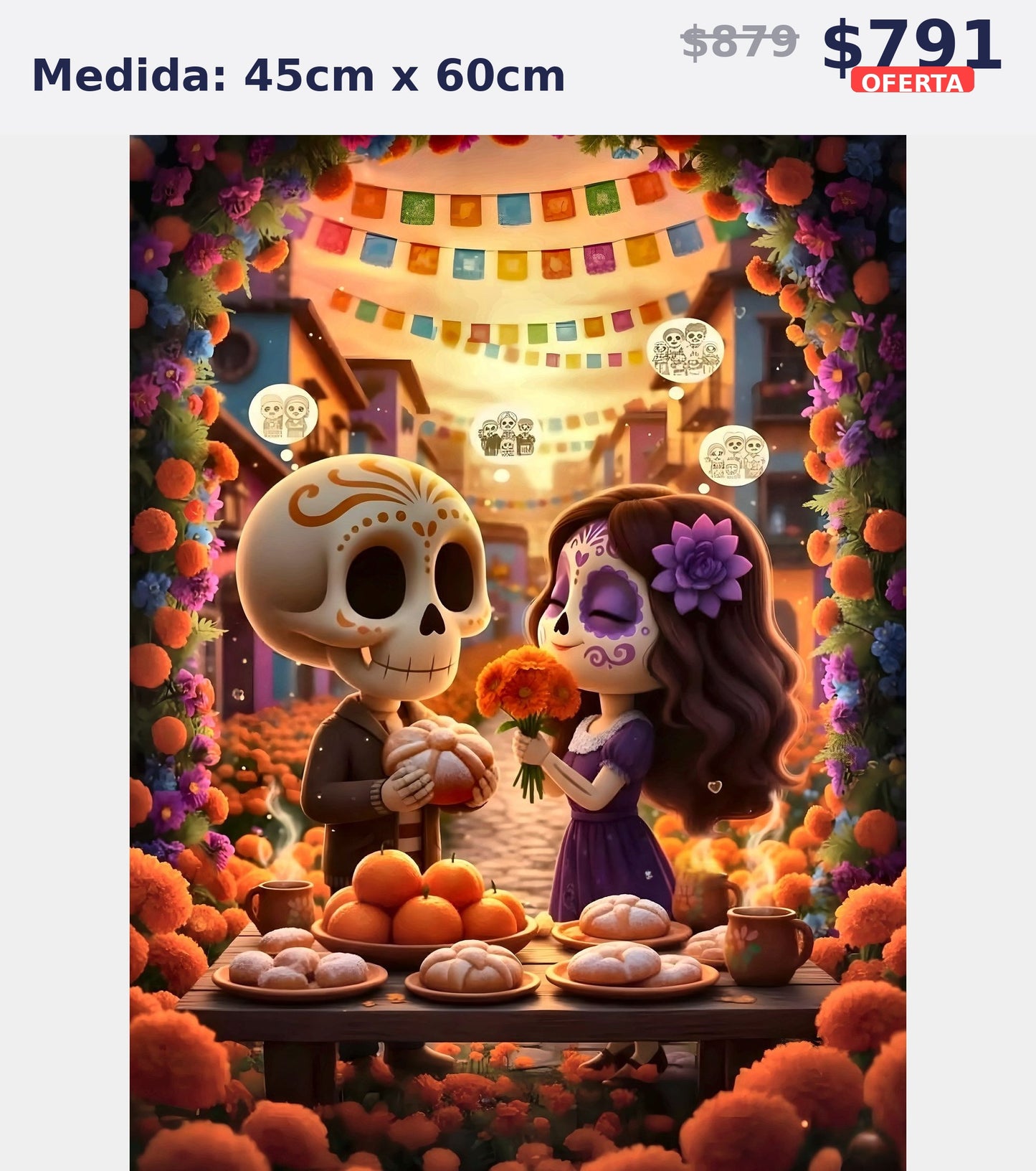 pareja calaveritas pan muerto 45 x 60 | Aparta con $100 / Resta $603