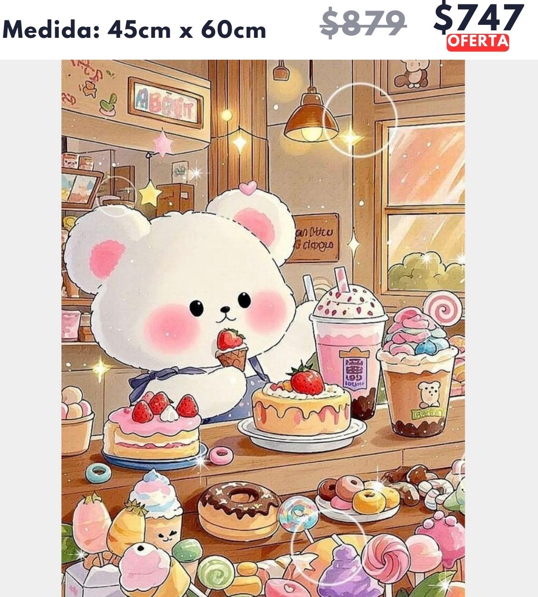 Osito y pasteles 45 x 60 | Aparta con $100 / Resta $647