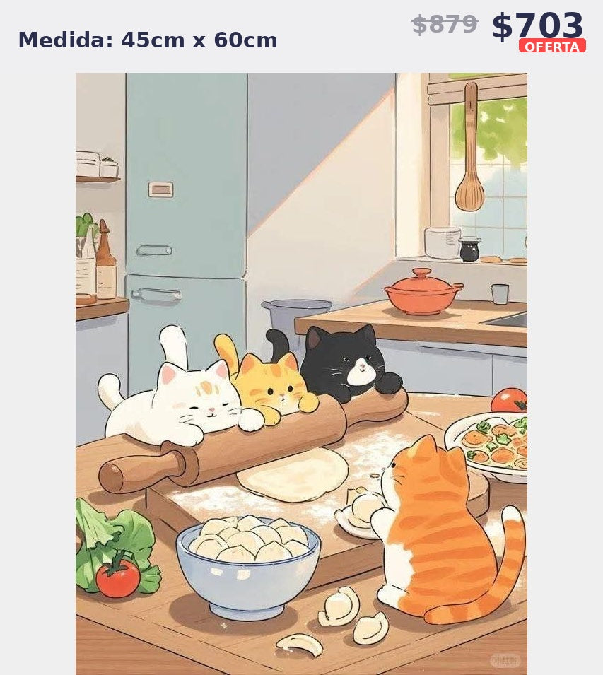 gatos en cocina 45 x 60 | Aparta con $100 / Resta $603