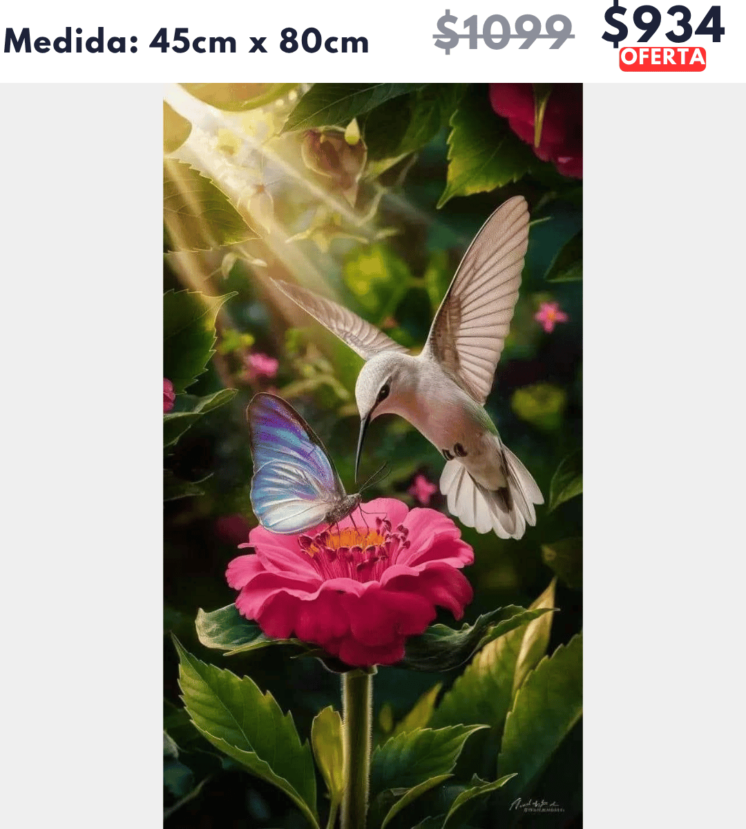 Colibri y flor 45 x 80 | Aparta con $100 / Resta $834
