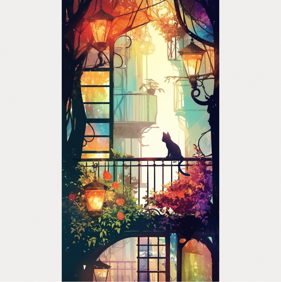 Gatito balcon | 40 x 60 cm
