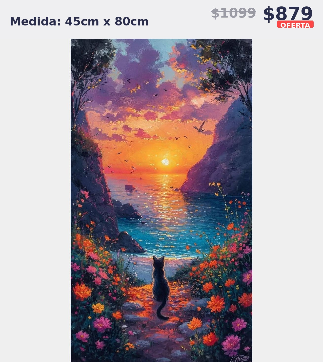 atardecer mar gato 45 x 80 | Aparta con $100 / Resta $779