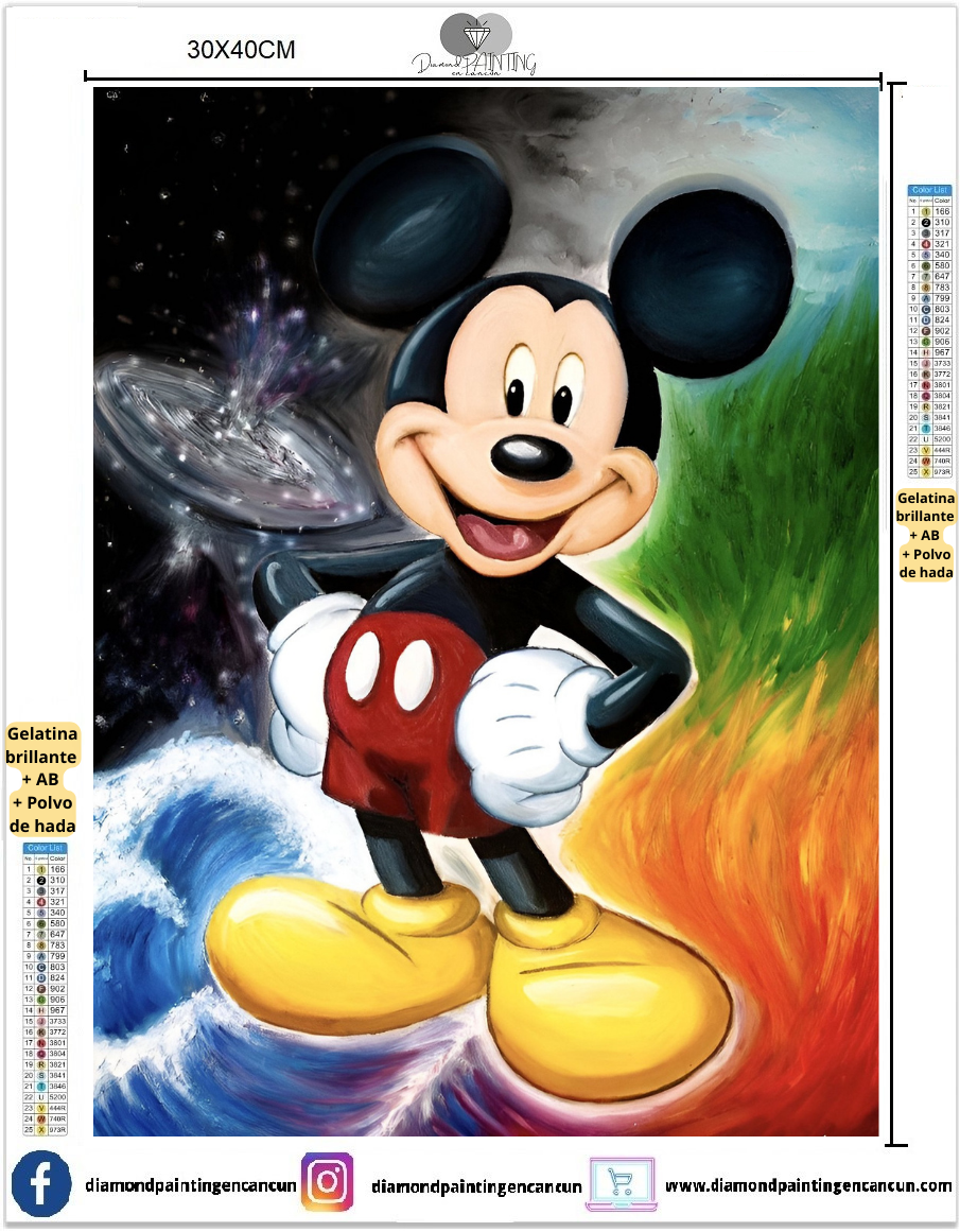 Mouse 30 x 40cm contiene DIAMANTE GELATINA BRILLANTE EN LA OSCURIDAD, AB Y POLVO DE HADA