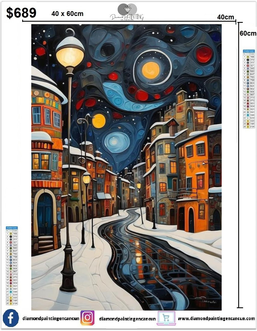 Paisaje farol 40 x 60 contiene DIAMANTES AB Y POLVO DE HADA