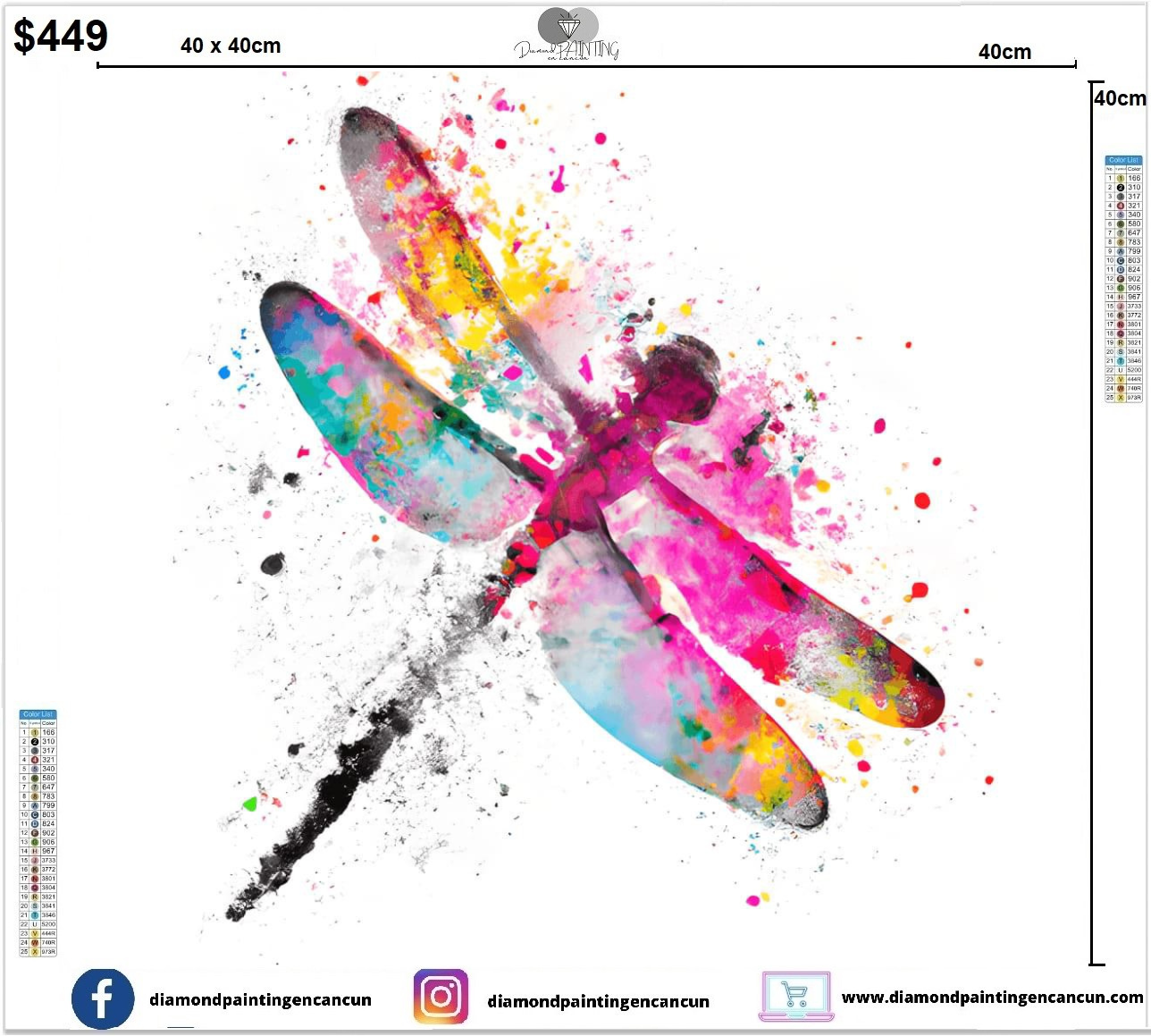 Libélula 40 x 40 contiene DIAMANTES AB Y POLVO DE HADA