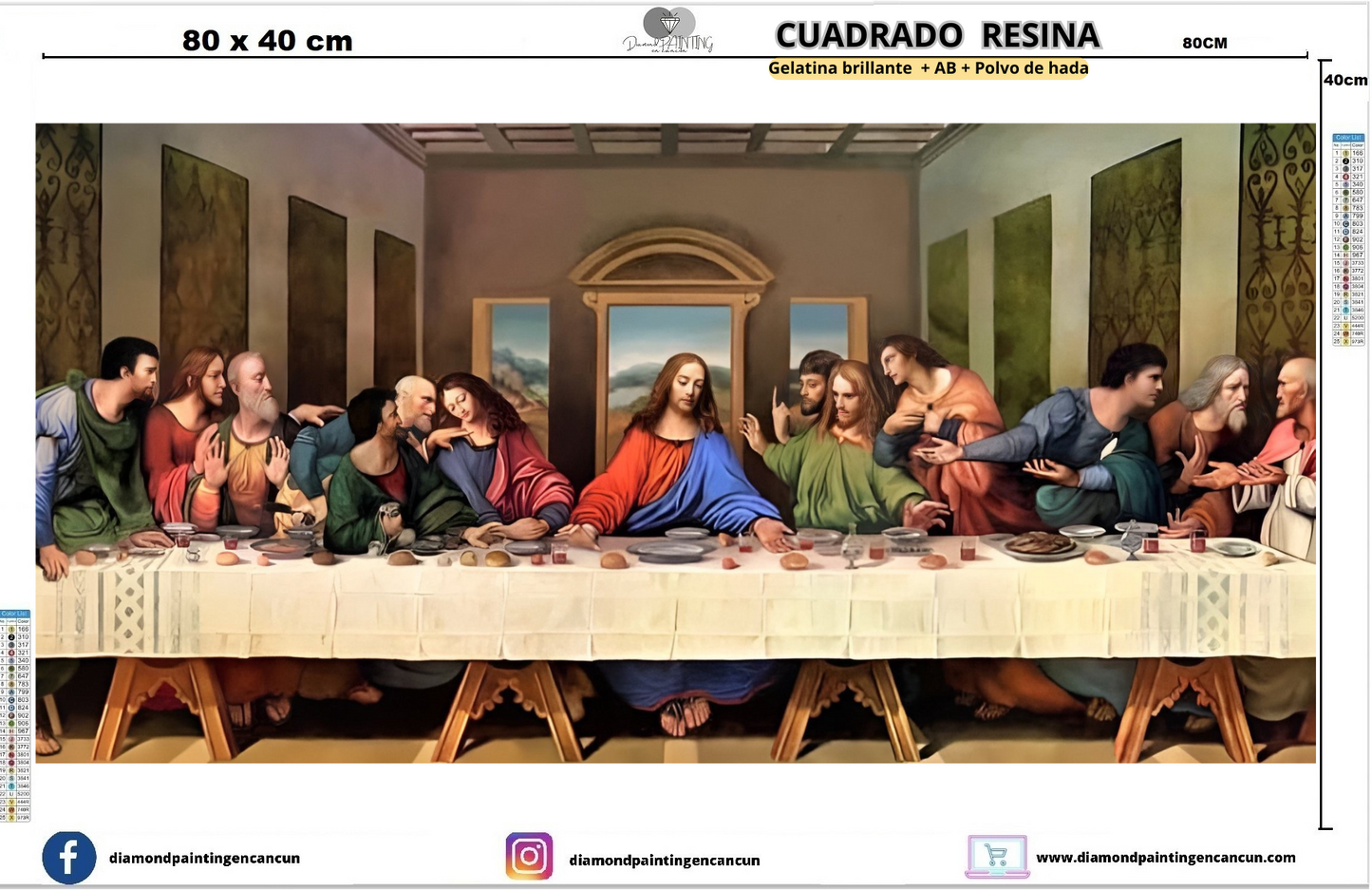 Última cena 40 x 80 Contiene DIAMANTES DE RESINA: GELATINA BRILLANTE EN LA OSCURIDAD, AB Y POLVO DE HADA