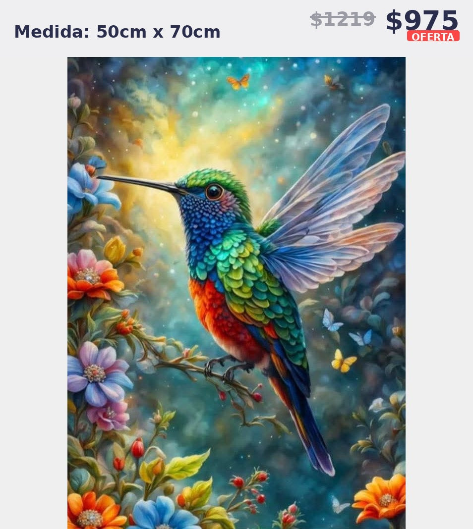 colibri flores 50 x 70 | Aparta con $100 / Resta $875