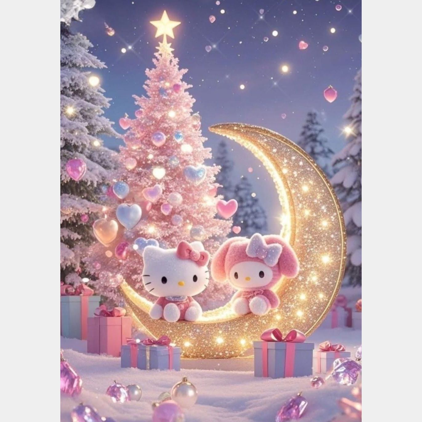 Kitty con luna 50 x 70