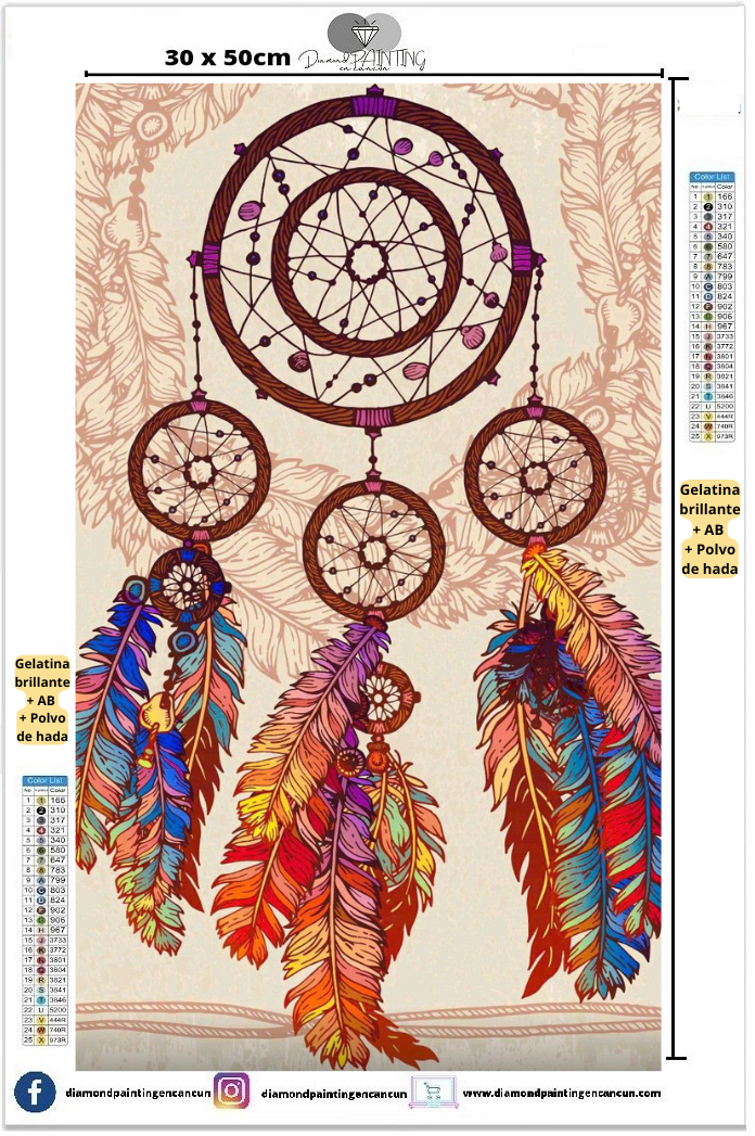 Atrapasueños 30 x 50 contiene Diamante gelatina brillante en la oscuridad, ab y polvo de hada