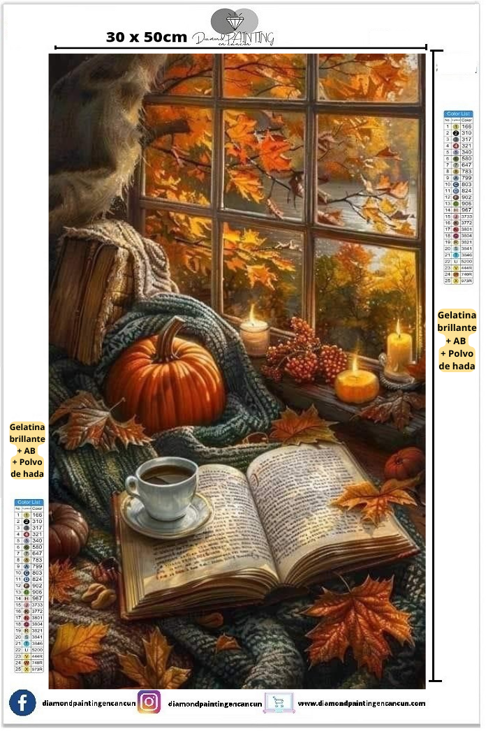 Paisaje otoño 30 x 50 contiene Diamante gelatina brillante en la oscuridad, ab y polvo de hada
