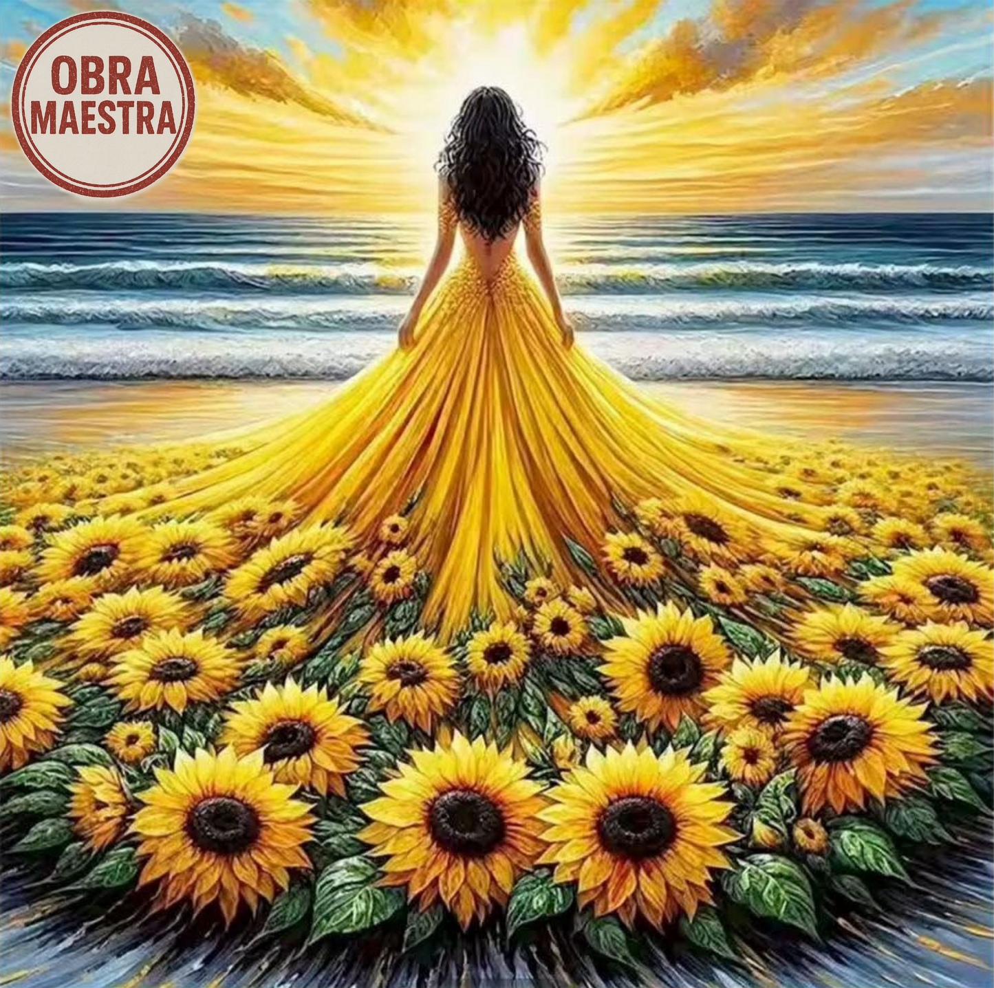 Mujer con flores | 50 x 50 cm