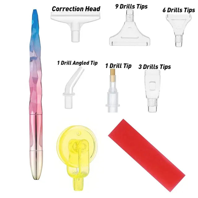 Pluma dorado, rosa y azul multiplacer y rueda aplicadora