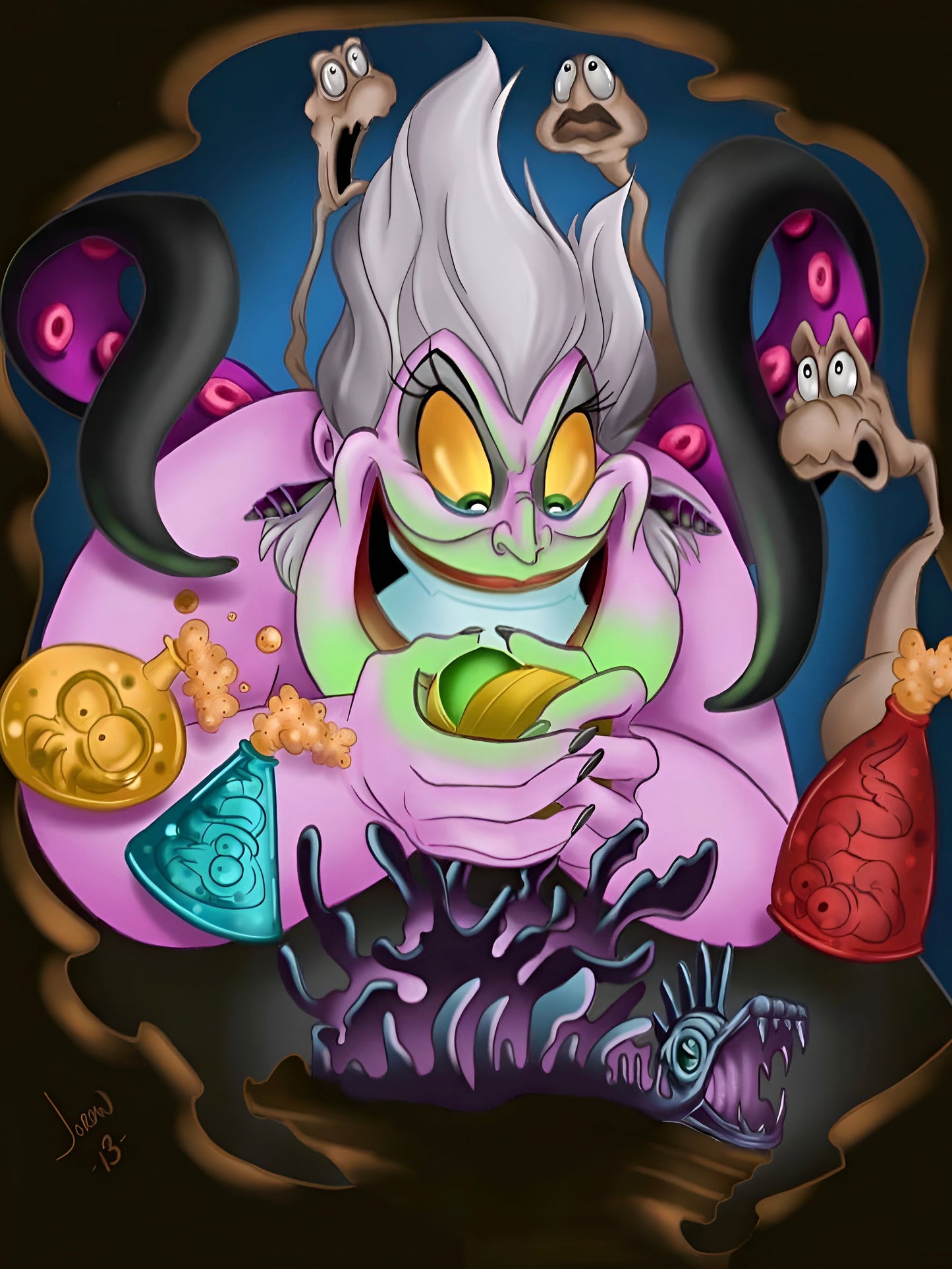 Úrsula 45 x 60cm Contiene DIAMANTES DE RESINA: GELATINA BRILLANTE EN LA OSCURIDAD, AB Y POLVO DE HADA