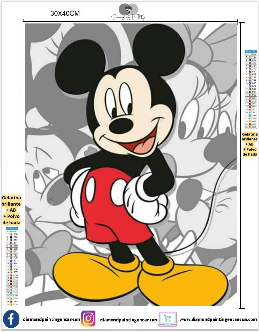 Mouse 30 x 40 contiene DIAMANTE GELATINA BRILLANTE EN LA OSCURIDAD, AB Y POLVO DE HADA