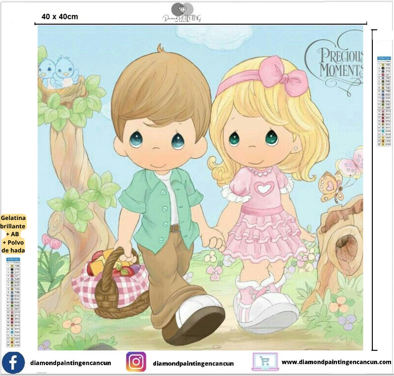 Precious moment 40 x 40cm contiene Diamantes GELATINA BRILLANTE EN LA OSCURIDAD, AB Y POLVO DE HADA