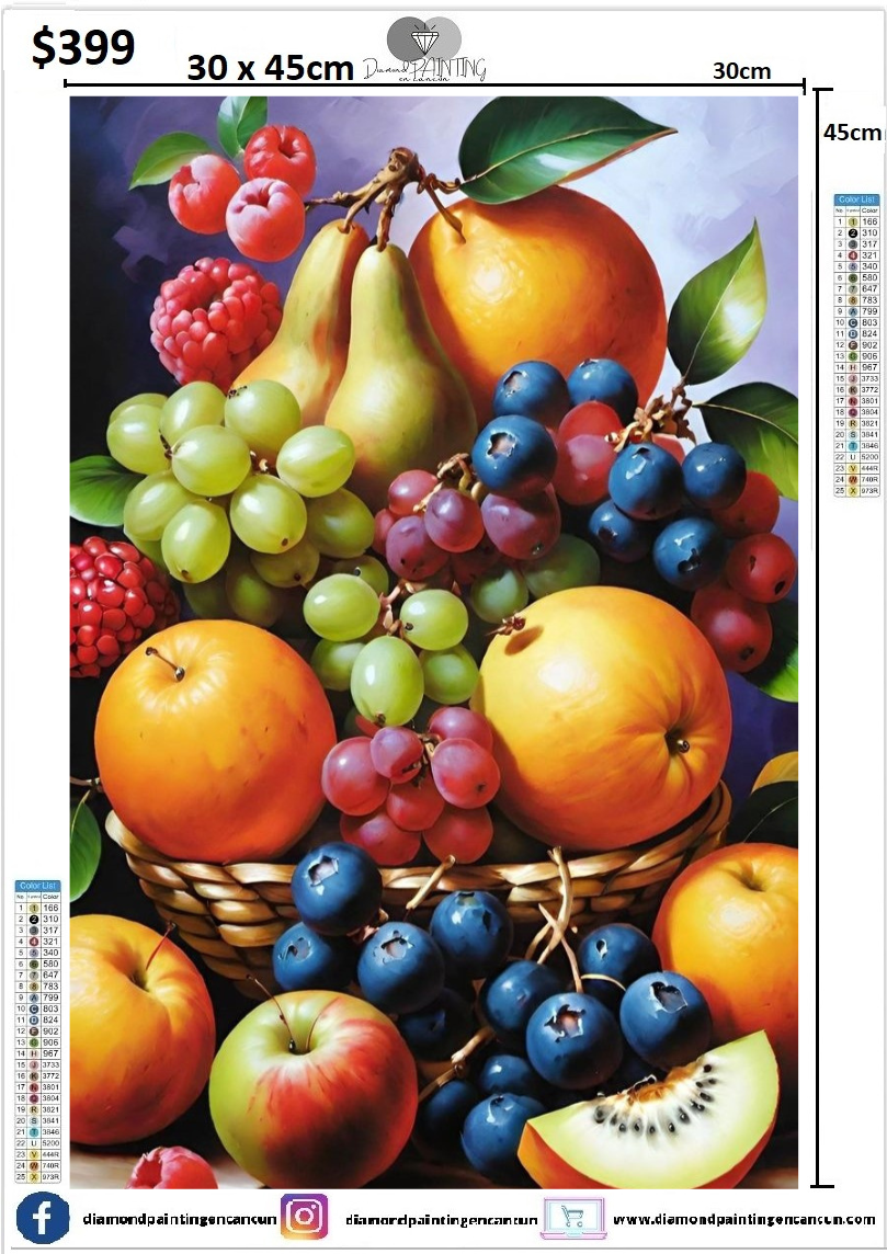 Frutas 30 x 45 contiene DIAMANTES AB Y POLVO DE HADAS