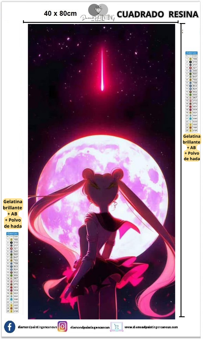 Sailor 40 x 80 Contiene DIAMANTES DE RESINA: GELATINA BRILLANTE EN LA OSCURIDAD, AB Y POLVO DE HADA