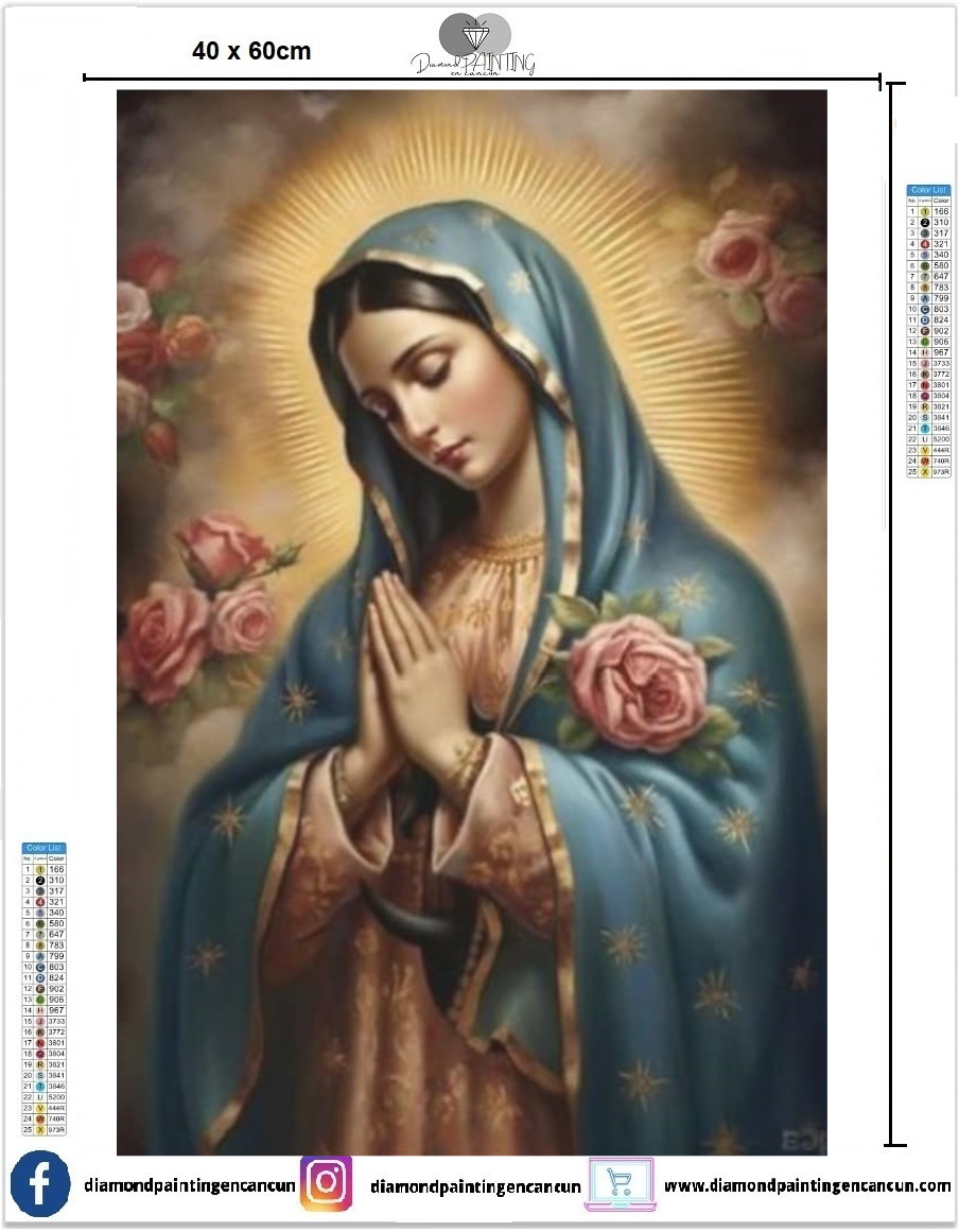 Virgen 40 x 60cm contiene Diamante gelatina brillante en la oscuridad, ab y polvo de hada
