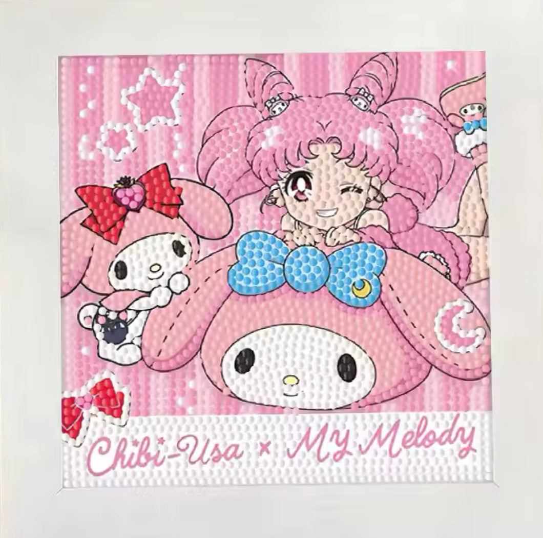 chibi usa y my melody 15 x 15 con marco tipo portaretrato