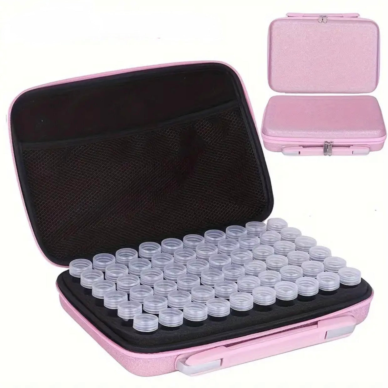 Estuche organizador rosa de 60 compartimentos