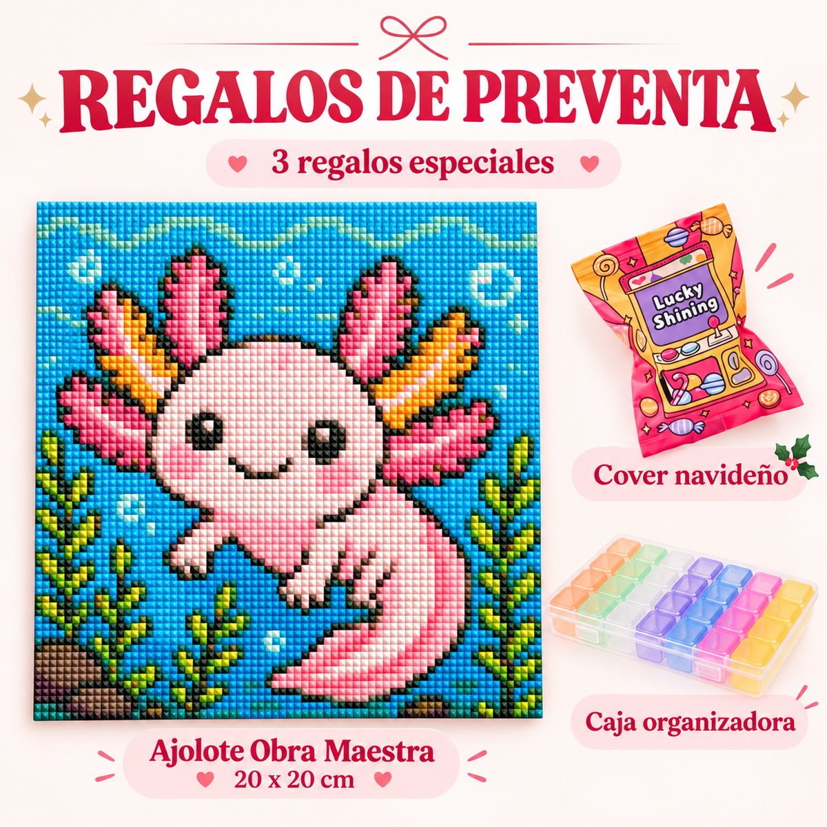 🎁 Regalos Preventa Navideña — Ajolote + Cover + Caja Organizadora