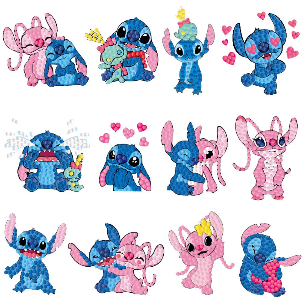 Pegatinas Stitch y Ángel 12 piezas